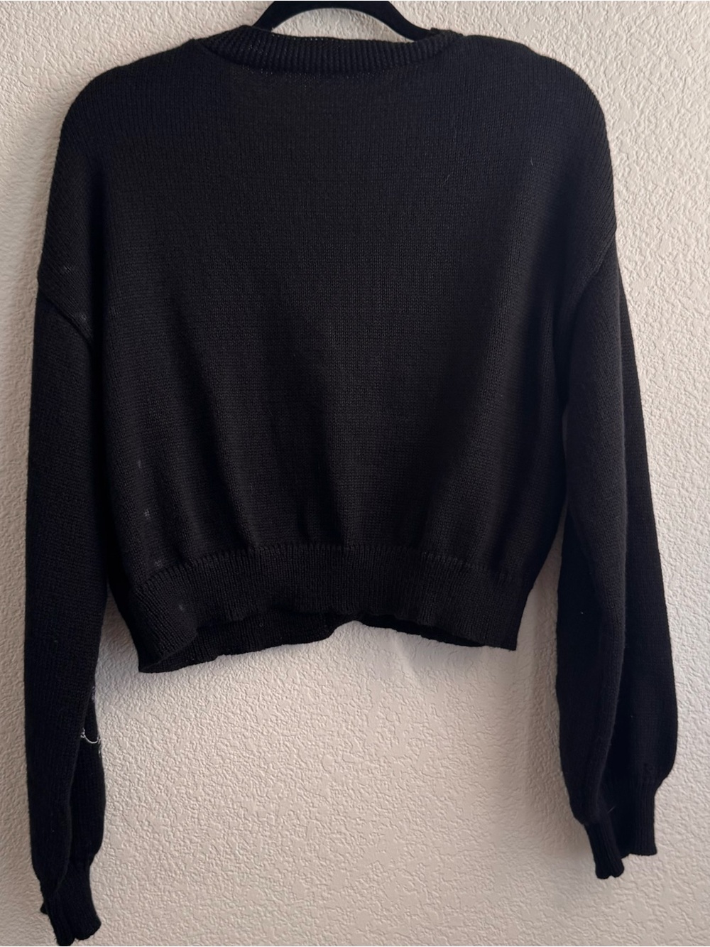 Plant Snake Embroidery Sweater, Casual Loose-Fit Short Knitted Crop Sweater - Picture 7 of 10